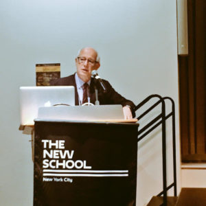 Professor Michael Cohen gives the closing remarks at the New School Cities & Social Justice Conference on Human Rights & Public Policy in the Americas, July 2015.  Image credit: @ObservLatAm/Twitter